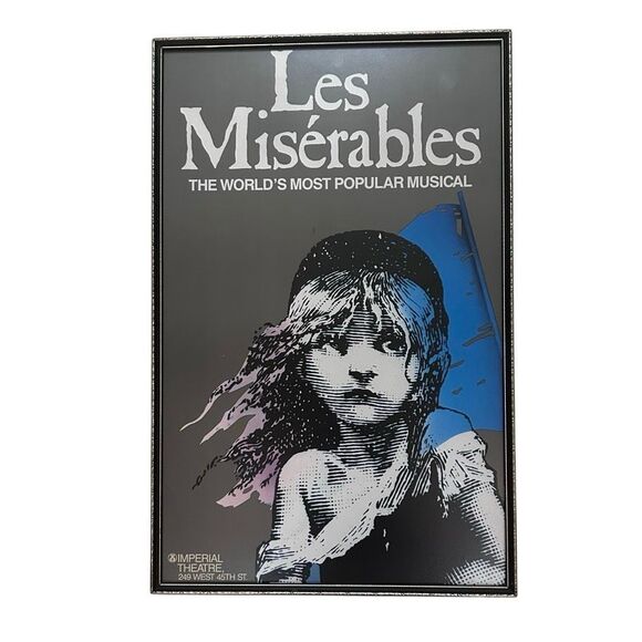 Vintage Les Miserables Wall Art Poster Decor Framed Broadway Musical Collectible - Picture 1 of 5